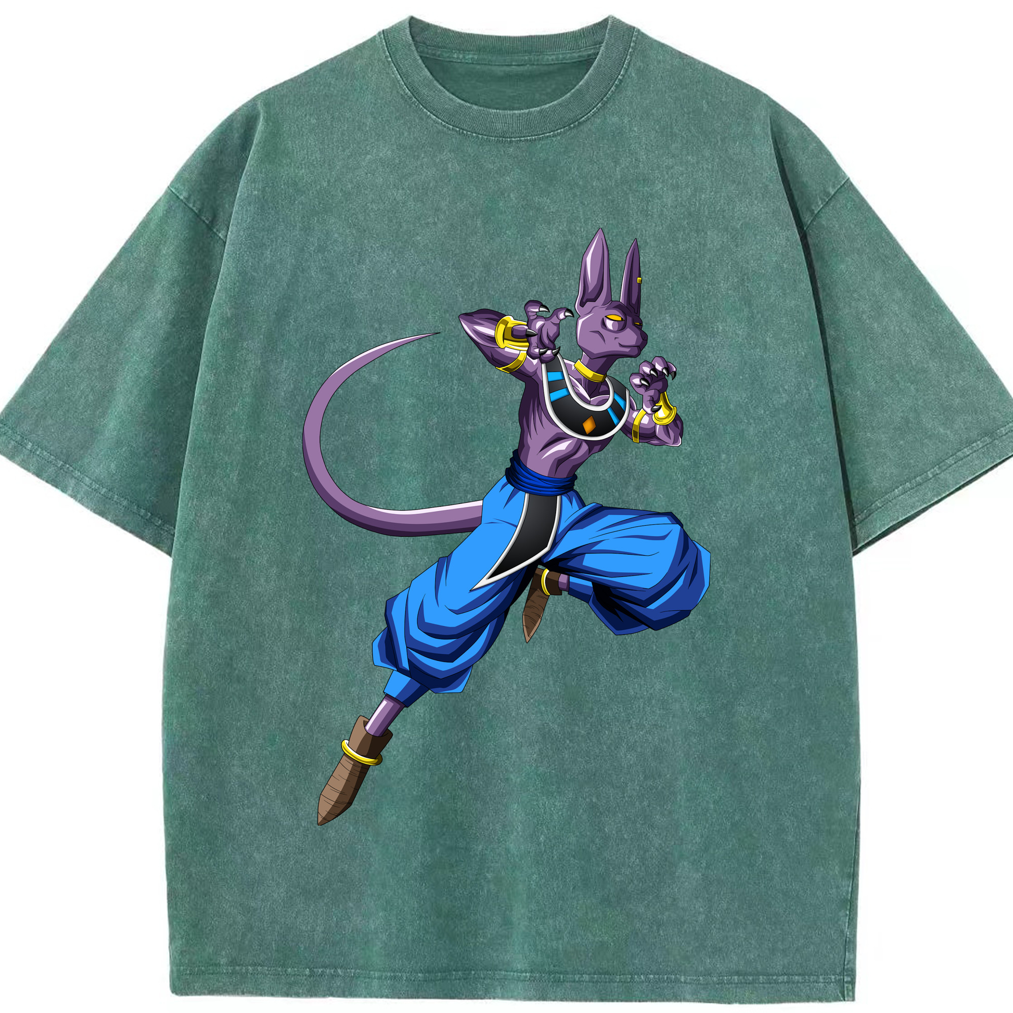 （画像用） ドラゴンボール ビルス 破壊神ビルス DRAGON BALL Beerus Birusu 綿100% ヴィンテージ風 半袖Tシャツ（フロントプリント）
